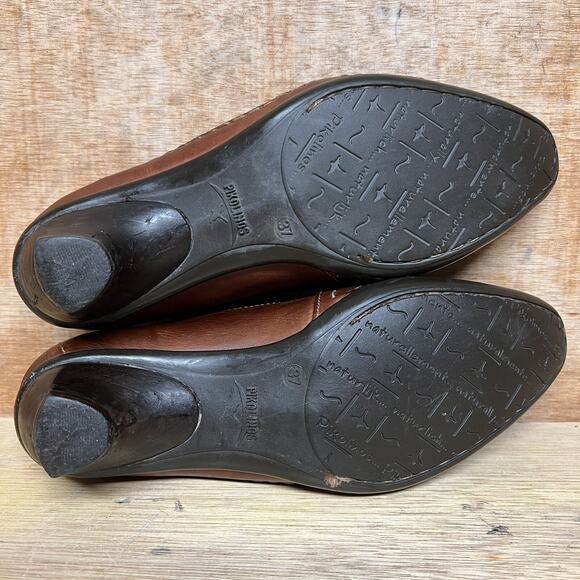 Pikolinos Pumps Women Size 7 US, 37 EU Shoes Brown Leather Stitch Heels Round - Picture 7 of 10